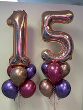 Load image into Gallery viewer, Double Bouquet: 34” Number with 6 Balloons