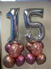 Load image into Gallery viewer, Double Bouquet: 34” Number with 6 Balloons