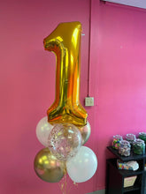Load image into Gallery viewer, 34" Number with 6 Balloon Bouquet