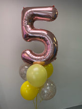 Load image into Gallery viewer, 34" Number with 6 Balloon Bouquet