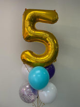 Load image into Gallery viewer, 34" Number with 6 Balloon Bouquet