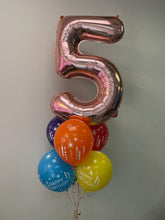 Load image into Gallery viewer, 34" Number with 6 Balloon Bouquet