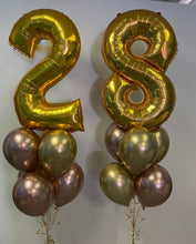 Load image into Gallery viewer, Double Bouquet: 34” Number with 6 Balloons