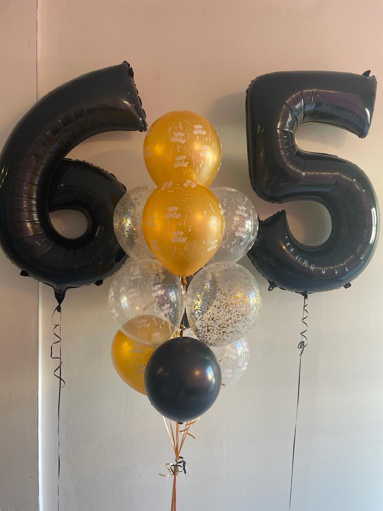 Ballon Chiffre 34 Ans Noir & Or Bouquet * Hooray 34 Ans Anniversaire  Décoration Set de